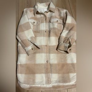 Jillian Harris x Joe Fresh beige & white plaid shacket